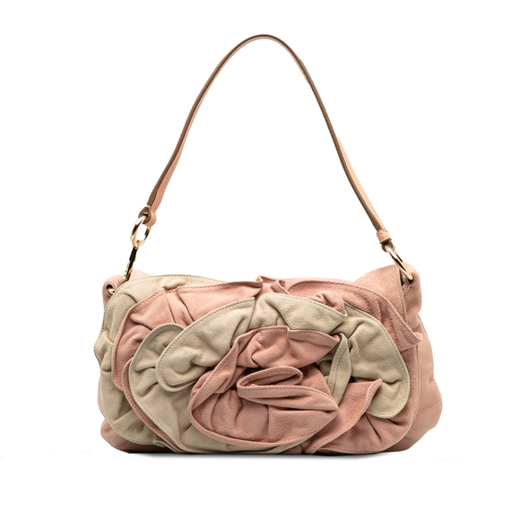 Yves Saint Laurent Handbags - SAINT LAURENT Suede Nadja Rose Flap Bag